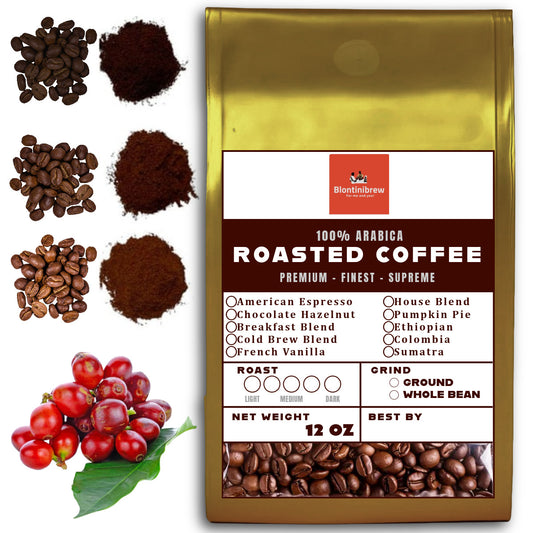 12 OZ Coffee Flavored & Nonflavored Organic Supreme Finest Premium American Espresso Breakfast Cold Brew House Vanilla Chocolate Hazelnut Pumpkin French Vanilla Ethiopia Colombia Sumatra Brazil more
