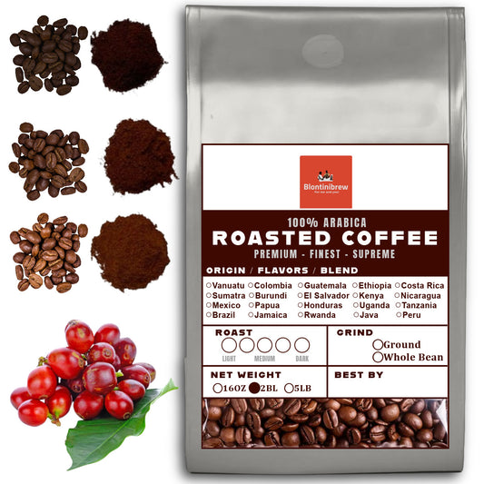 32 OZ 2LB Specialty Whole Bean and Ground Coffee Supreme Finest Artisan for Drips Cold Brew Espresso French Press Dark Medium Light Roast from Vanuatu Sumatra Ethiopia Brazil Kenya Colombia Guatemala Burundi Costa Rica East Java El Salvador Honduras etc